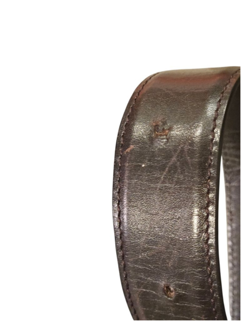 Gucci Brown Leather Belt with Gold Buckle, Size 34 - Picture 9 of 16